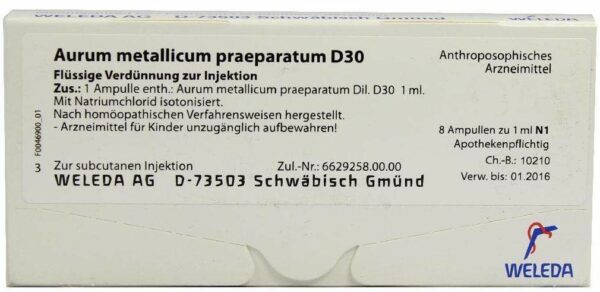 Weleda Aurum metallicum praeparatum D30 8 Ampullen