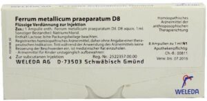 Weleda Ferrum metallicum praeparatum D8 8 x 1 ml Ampullen