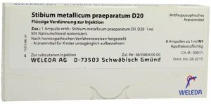 Weleda Stibium Metallicum Praeparatum D20 Weleda 8 x 1 ml Ampullen