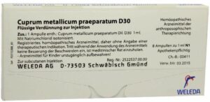 Weleda Cuprum metallicum praep. D30 8 x 1 ml Ampullen